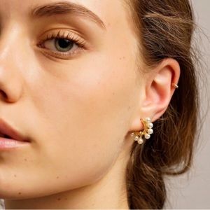 J. Crew NWT Dainty Minimalist Luxury RARE Pearl charm huggie hoops/earrings